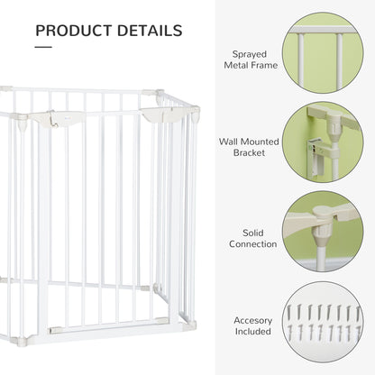 5 Panels Pet Playpen Metal Fence w/ Walk Through Door - White