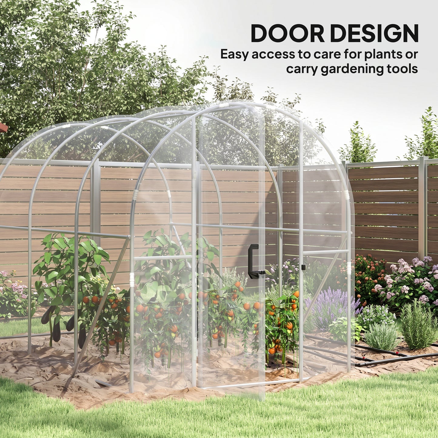 Polytunnel Greenhouse Walk-in Grow House with PE Cover, Door and Galvanised Steel Frame, 3 x 2 x 2m, Clear