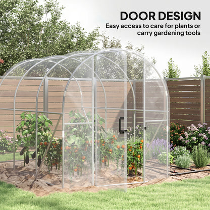 Polytunnel Greenhouse Walk-in Grow House with PE Cover, Door and Galvanised Steel Frame, 3 x 2 x 2m, Clear