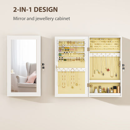 Jewelry Cabinet, Jewelry Storage Cabinet with Mirror, White