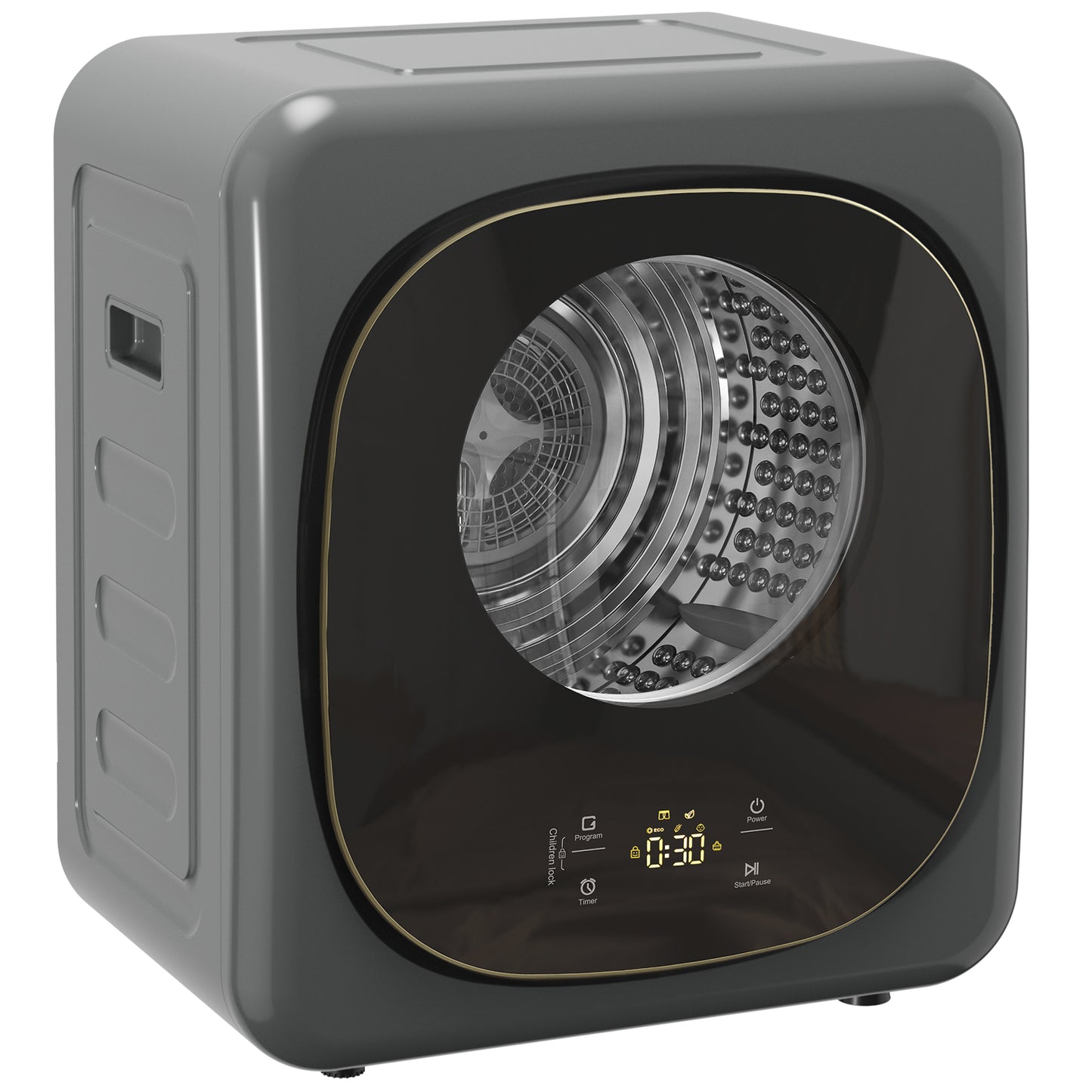 4kg Vented Tumble Dryer with 5 Drying Mode, 800W Compact Freestanding Front Tumble Dryer, Grey