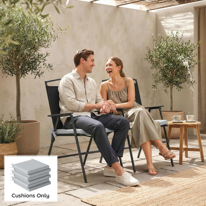 Set of 6 Outdoor Seat Cushions with Machine Washable Cover, Water Repellent Seat Cushions Light Grey