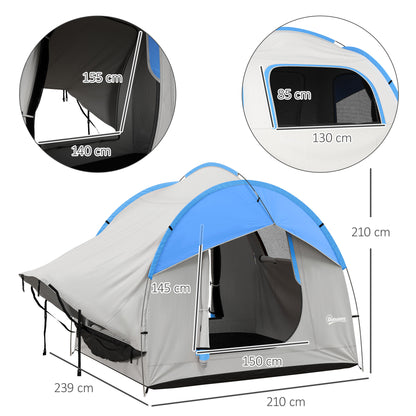 SUV Car Tent for Camping, Waterproof PU2000mm, 5 Man Tailgate Tent, 2.4 x 2.1 m, Grey and Blue
