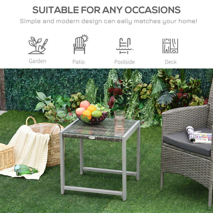 Rattan End Table Side Coffee Desk Outdoor Patio Wicker Sofa Chat Garden Furniture