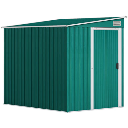 7 x 5ft Galvanised Metal Shed, with Sliding Door - Green