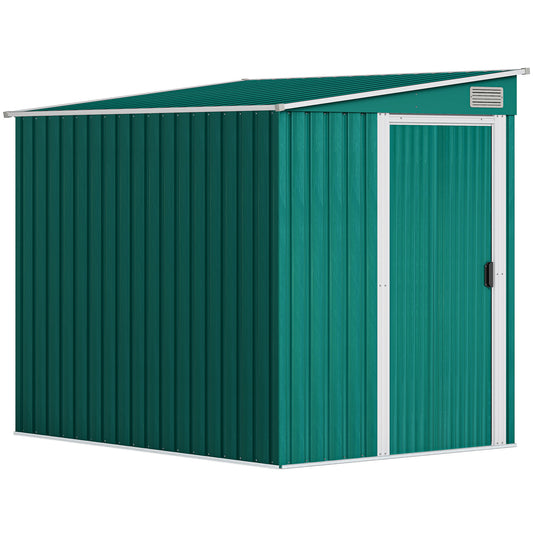 7 x 5ft Galvanised Metal Shed, with Sliding Door - Green