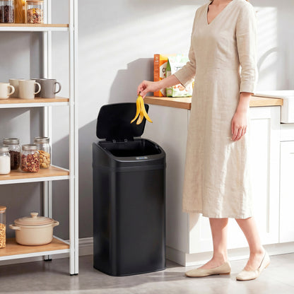 48L Galvanised Steel Sensor Bin - Black