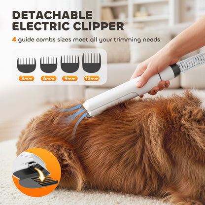5 in 1 Dog Grooming Vacuum & Dryer w/ Clipper, 1.8L Canister, 4 Modes Blow Temperature