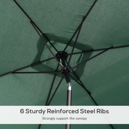 3x2m Garden Parasol Umbrella with Aluminium Pole, Tilt and Crank, Rectangular Outdoor Table Parasol Sun Shade for Patio