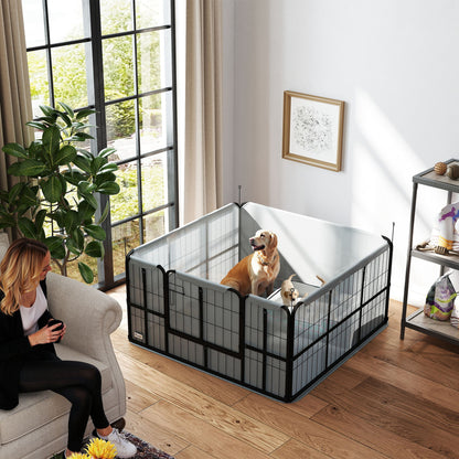 Steel Dog Whelping Box with Washable Whelping Pad, Wind-Resistant Cloth, for Small, Medium Dogs, 122 x 122 x 60cm