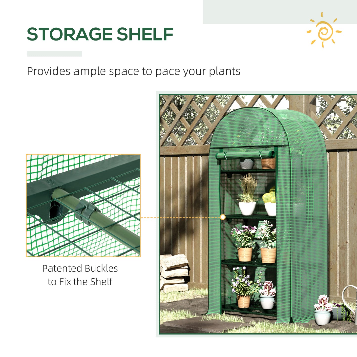 4 Tier Mini Greenhouse for Outdoor, Portable Gardening Plant Green House with Storage Shelf, Roll-Up Zipped Door