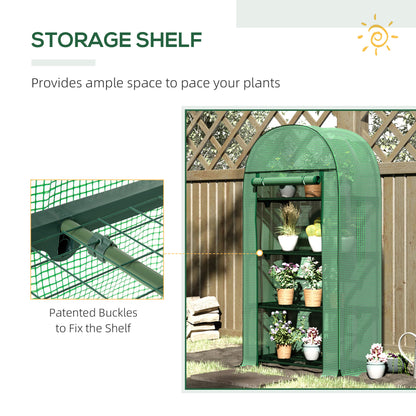 4 Tier Mini Greenhouse for Outdoor, Portable Gardening Plant Green House with Storage Shelf, Roll-Up Zipped Door