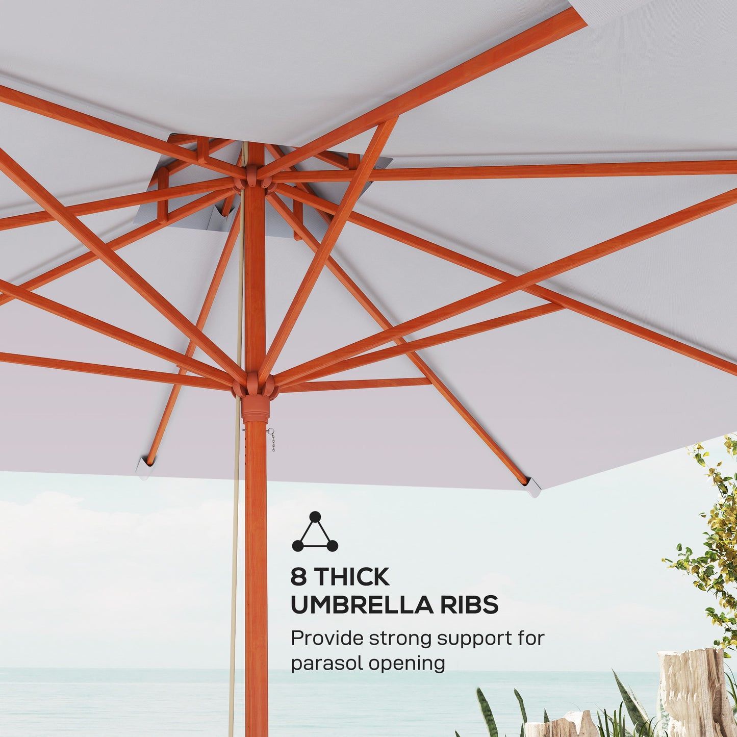 3 m Square Garden Parasol - Grey