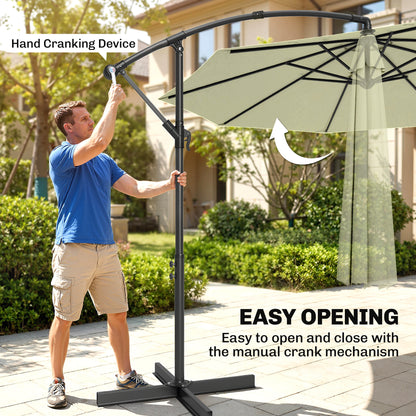 3m Overhanging Cantilever Parasol, with Cross Base - Beige