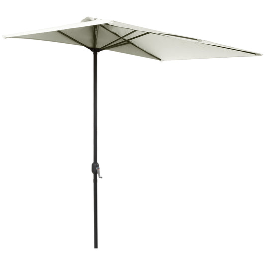 Balcony Half Parasol Semi Round Umbrella Patio Crank Handle (2.3 m, Beige)- NO BASE INCLUDED
