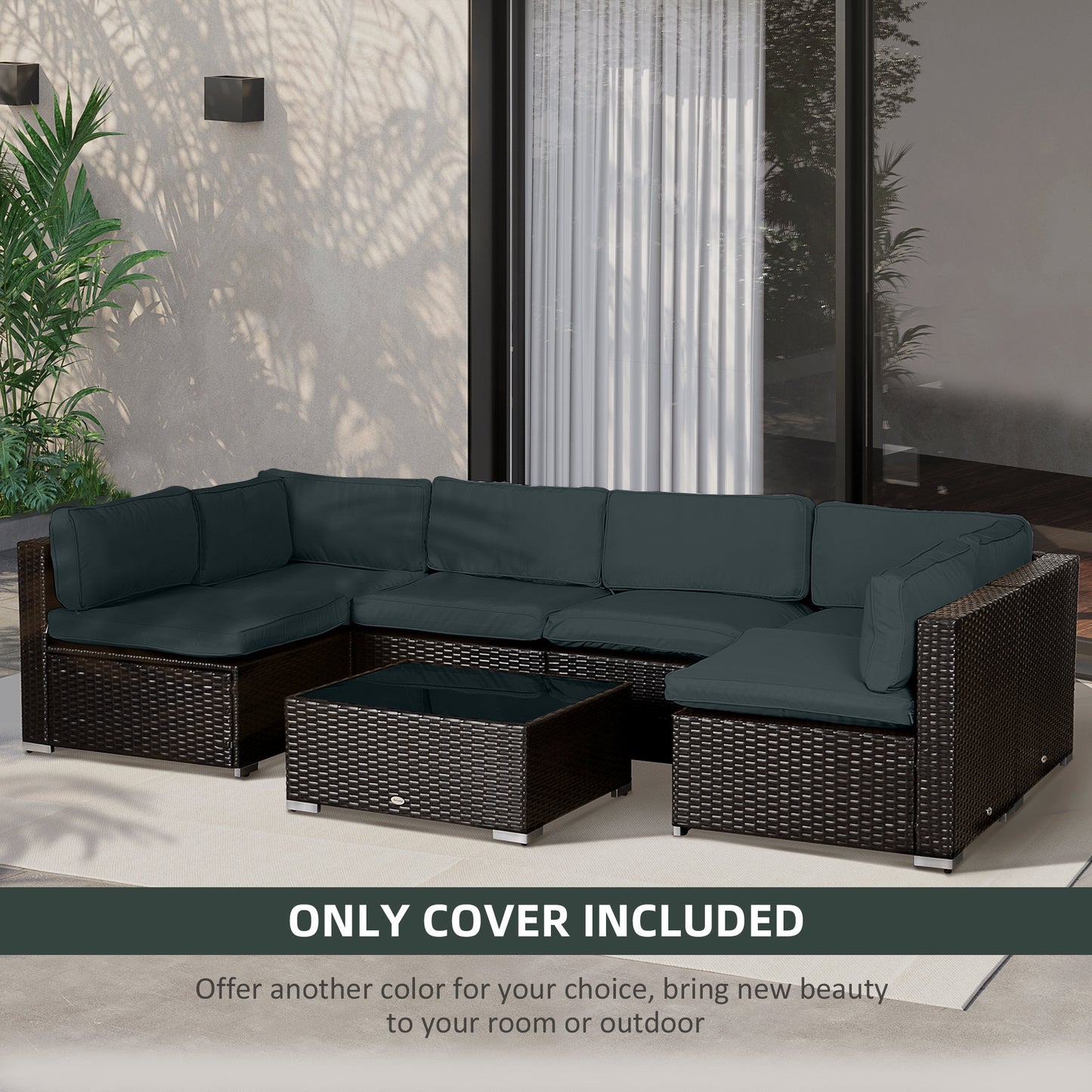 Garden Rattan Sofa Cushion Polyester Cover Replacement Outdoor- No Cushion Included, Grayish Green