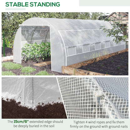 6 x 3 x 2 m Polytunnel Greenhouse with Roll-up Side Walls, Walk-in Grow House Tent with Steel Frame, Reinforced Cover