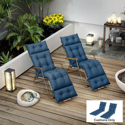 Set of Two 190 x 56cm Sun Lounger Cushions - Navy Blue