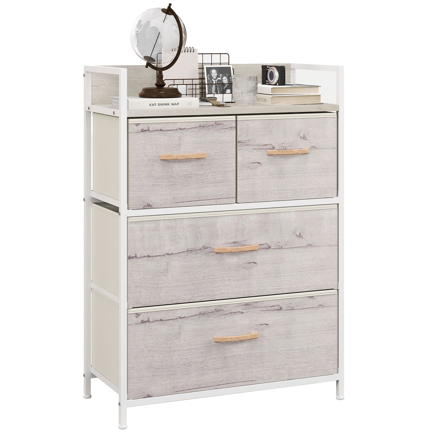 Rustic Chest of Four Fabric Drawers - Black