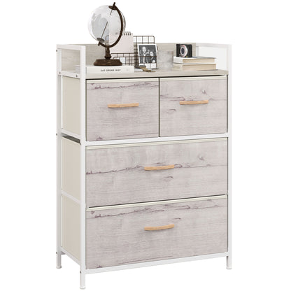 Rustic Chest of Four Fabric Drawers - Black