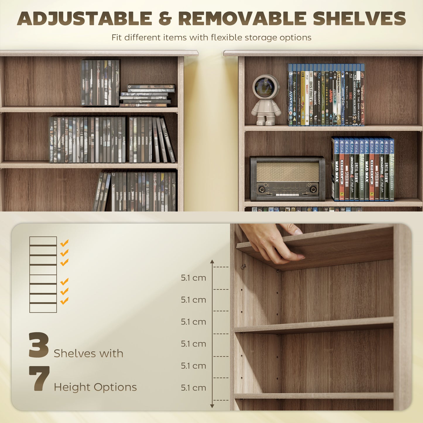 360 CD Storage Unit - Natural Wood Finish