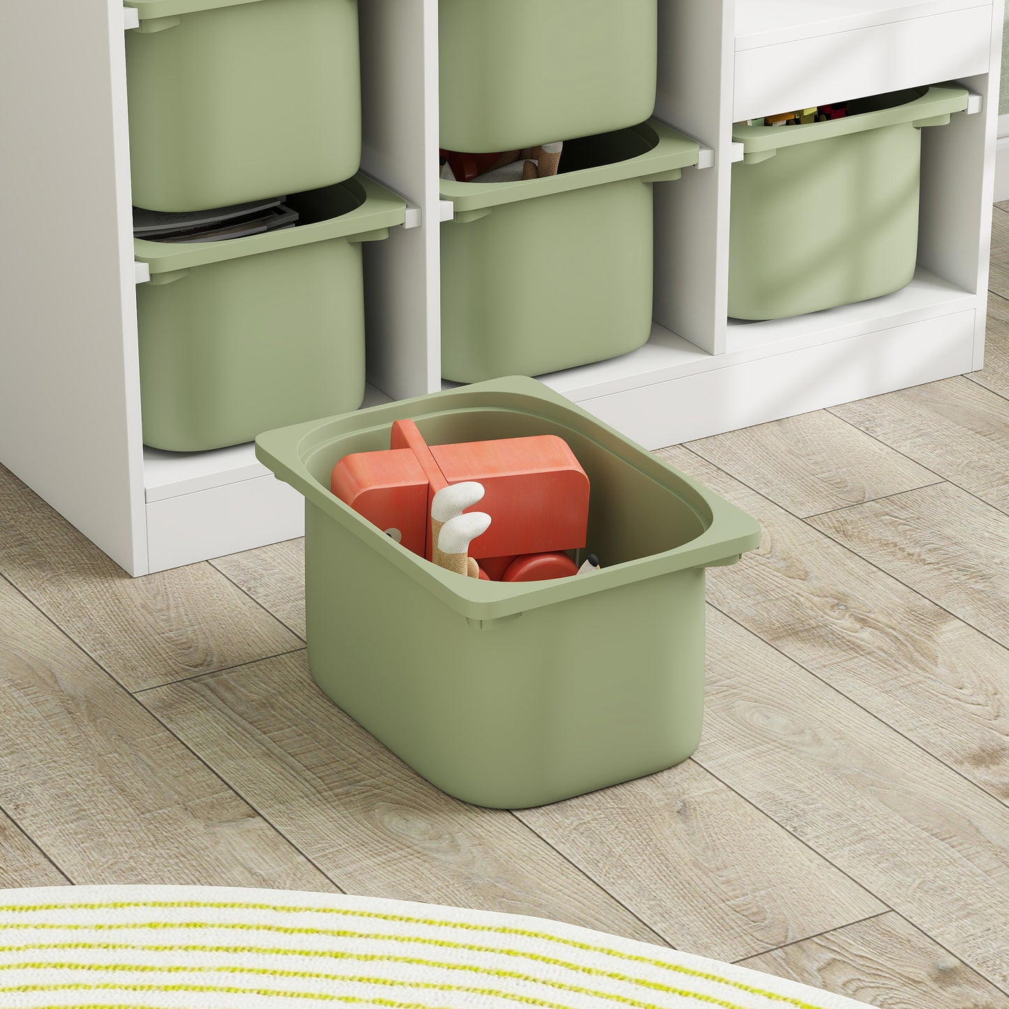 Toy Storage Organiser, Three-Layer Kids Toy Storage Units, with Removable Bins, for Ages 3-8 Years, Green