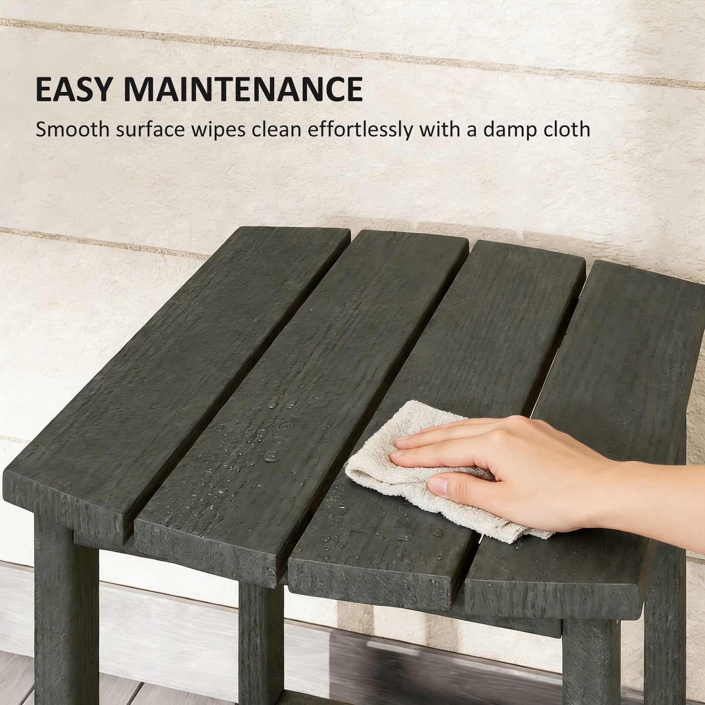 Outdoor Side Table, Garden Coffee Table, All-Weather Adirondack Side Table for Garden, Beach, Indoor Outdoor, Grey