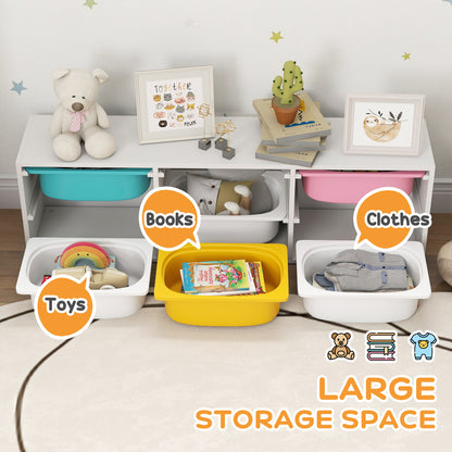 Low Height 2 Tiers Storage Organiser, Kids Toy Storage Unit with 6 Removable Bins for Bedroom, Nursery, Playroom