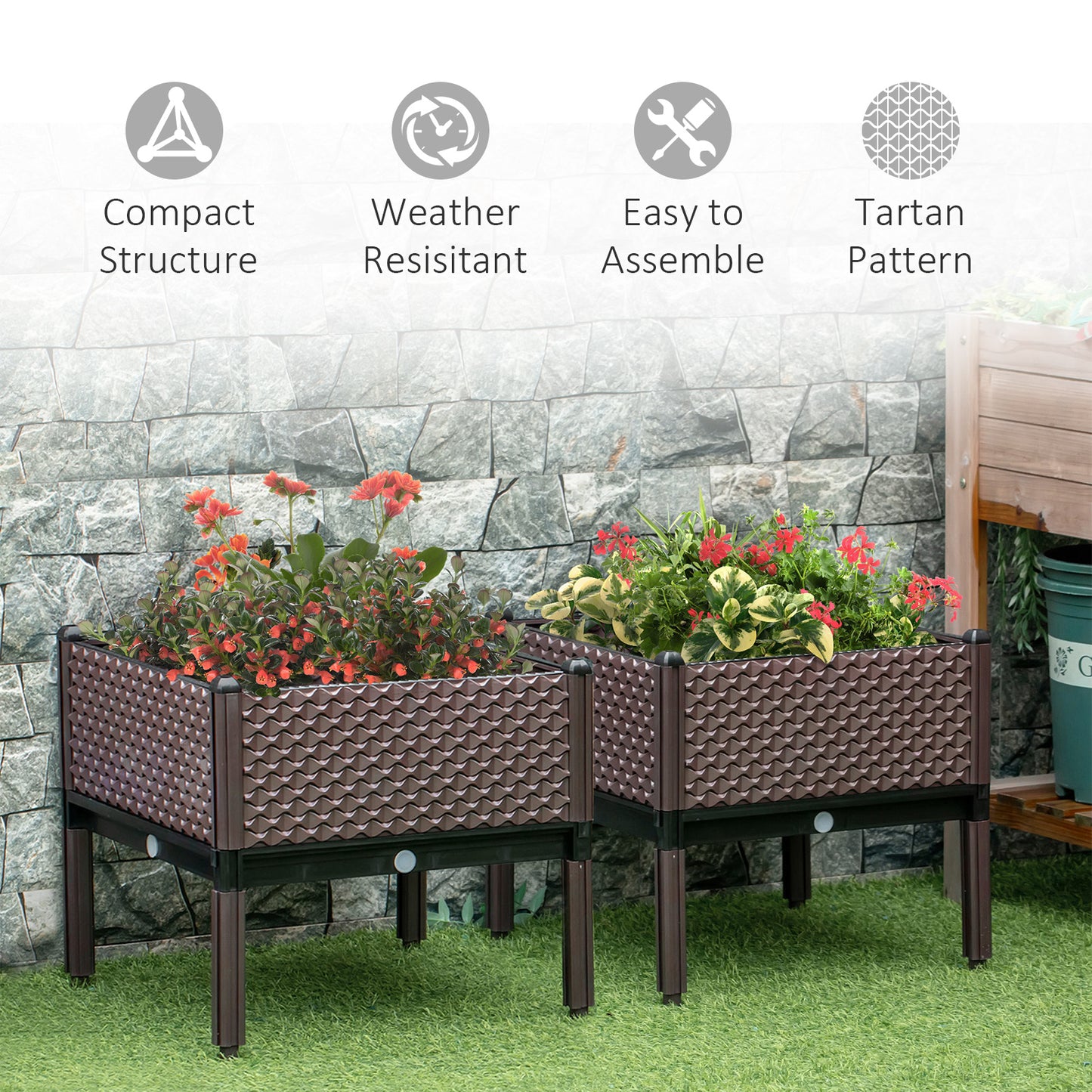Set of 2 Indoor/Outdoor Planter Boxes | Garden Raised Elevated Beds