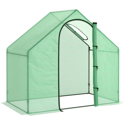 Walk In Tomato Greenhouse Garden Outdoor Mini Greenhouse Flower Planter Steel Frame with Zipped Door & Window, PE Cover