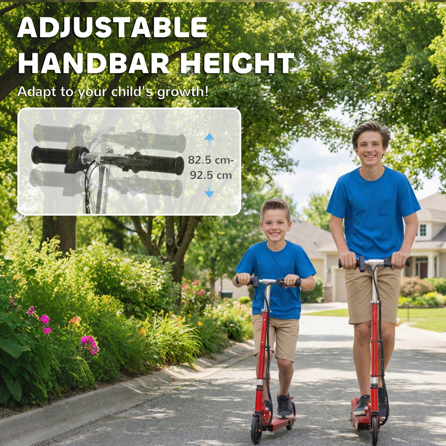 Folding Electric Scooter Rechargeable Kids Ride on 7-14 Age Red/Black