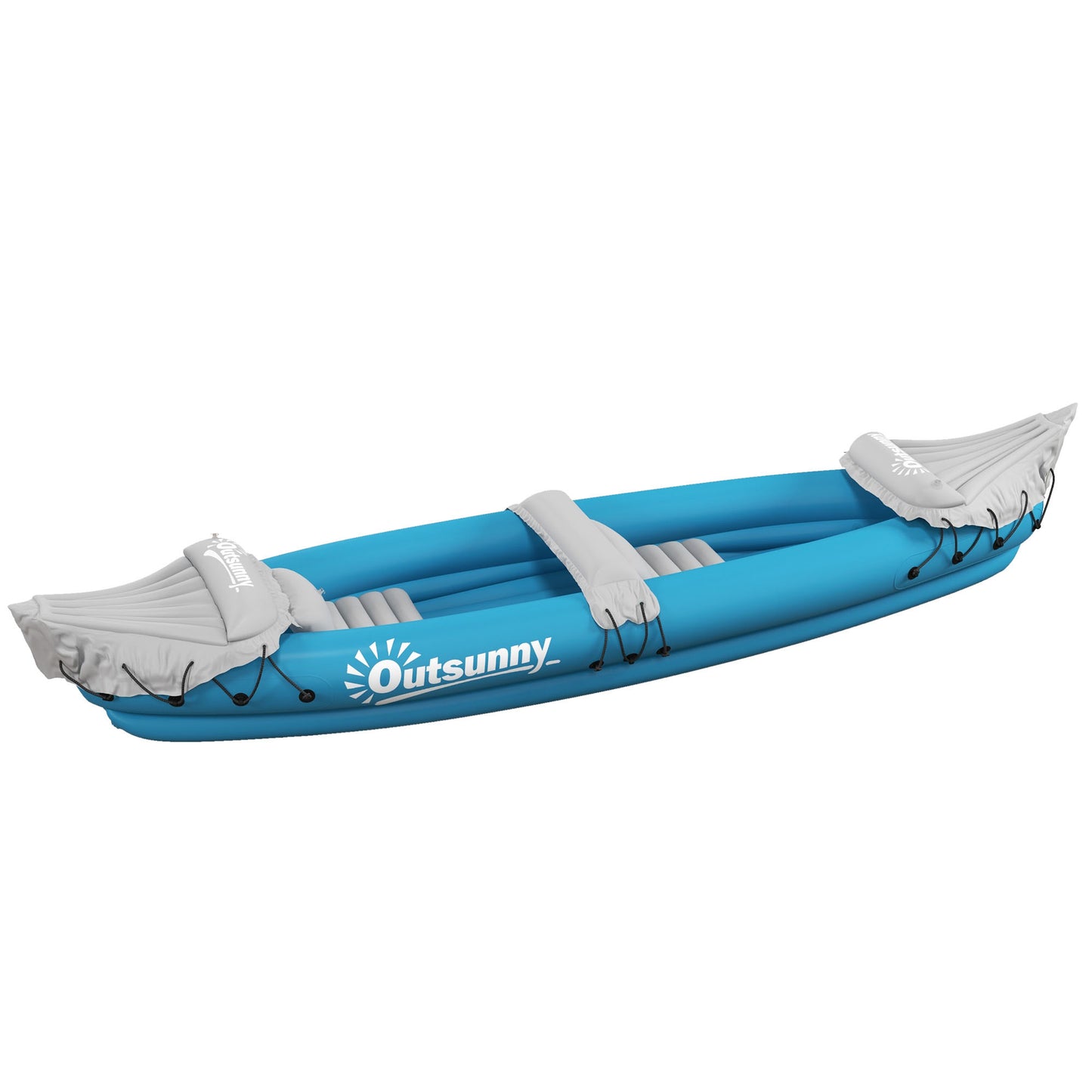 Inflatable Kayak, Two-Person Inflatable Canoe Boat Set with Air Pump, Aluminium Oars, 318 x 80 x 50cm - Blue