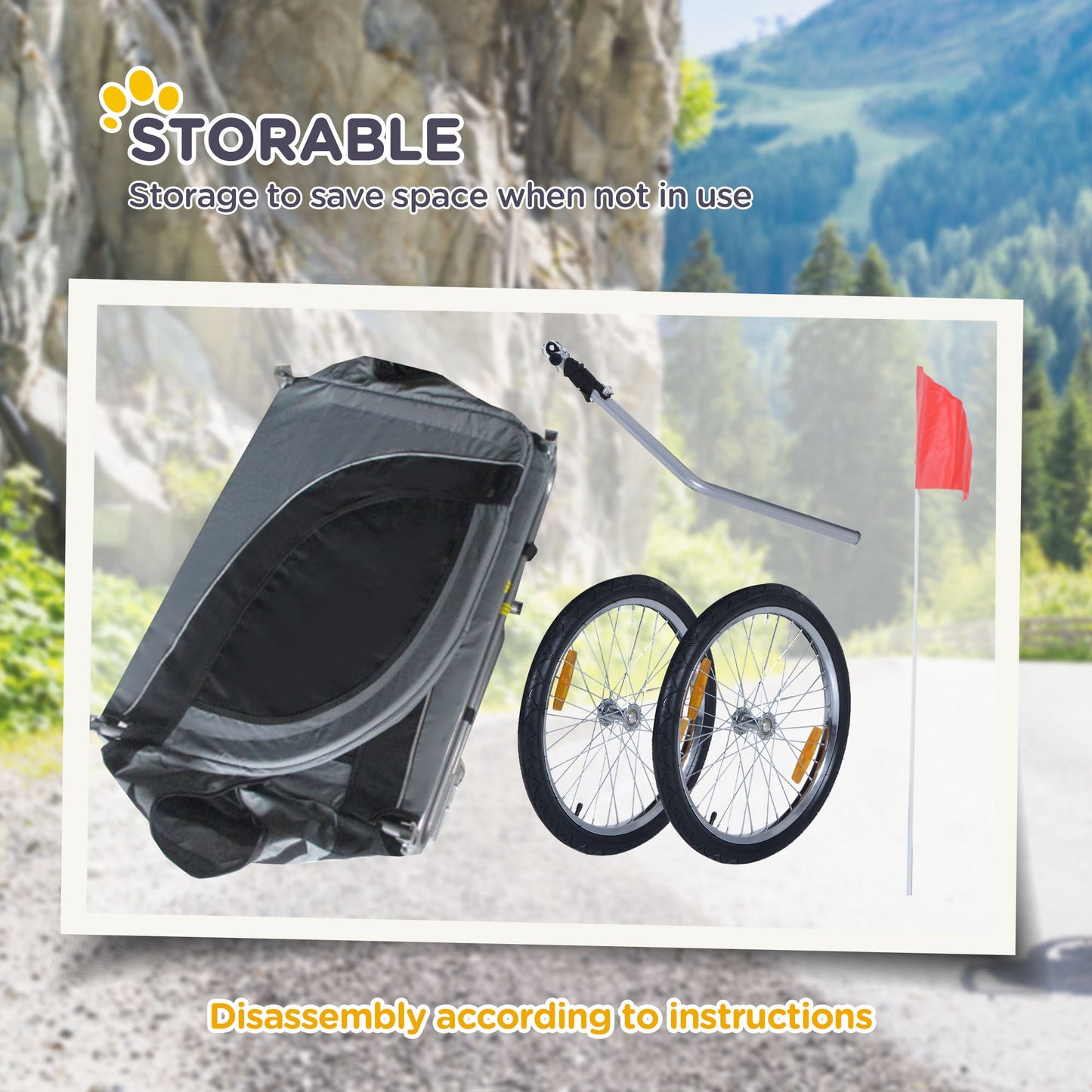 Steel Dog Bike Trailer Pet Cart Carrier for Bicycle Kit Weather Resistant w/ Hitch Coupler Travel Grey and Black