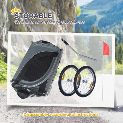 Steel Dog Bike Trailer Pet Cart Carrier for Bicycle Kit Weather Resistant w/ Hitch Coupler Travel Grey and Black