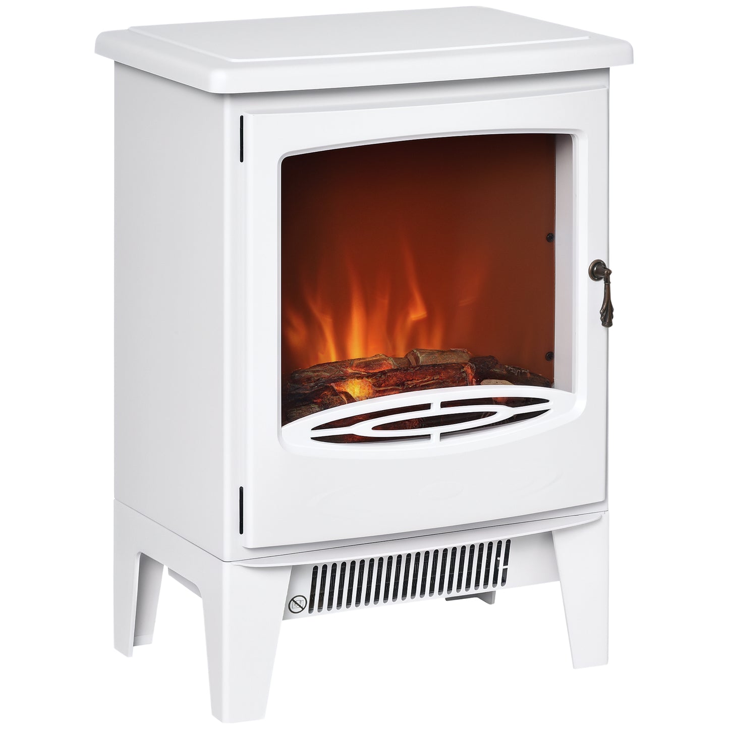 Electric Fireplace Stove, Free standing Fireplace Heater with Realistic LED Flame Effect and Adjustable Brightness