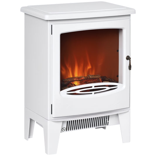 Electric Fireplace Stove, Free standing Fireplace Heater with Realistic LED Flame Effect and Adjustable Brightness