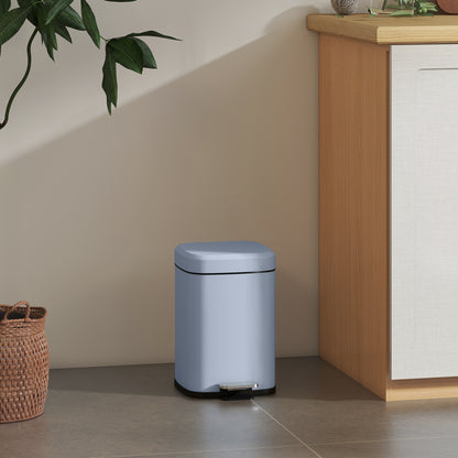 12L Modern Boxy Metal Home Kitchen Bin - Light Blue