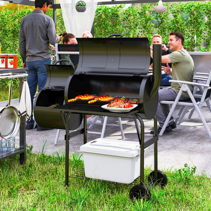Barbecue Grill Portable Outdoor Charcoal BBQ Grill with Offset Smoker 109 x 60 x 120 cm Black