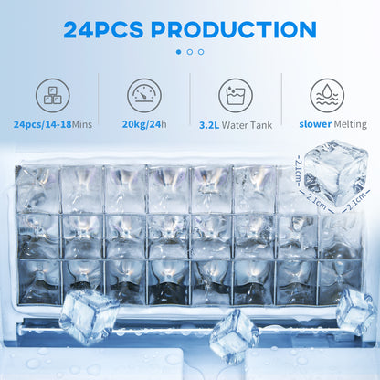 3.2L Compact Ice Machine, with LCD Screen and Accessories - Silver-Tone
