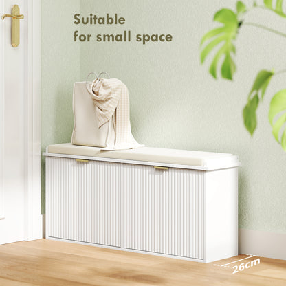 Elegant Ten Shoe Bench, with Top Seat - White