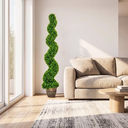 Set of 2 Artificial Plants, Topiary Spiral Boxwood Trees with Pot, for Home Indoor Outdoor Decor, 150cm