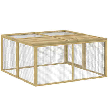Wooden Folding Rabbit Hutch, for 2-3 Rabbits - Natural Wood