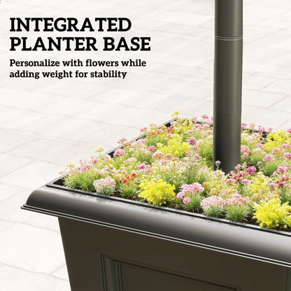 Solar Lamp Post with Dusk-to-Dawn Sensor Street Light with 3-Head Planter 185 cm Black