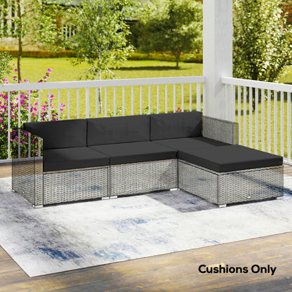 7-Piece Patio Furniture Cushions, Outdoor Loveseat Cushion with Removable Covers for Rattan Furniture, 60x60 cm, Black