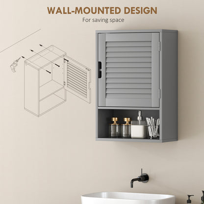 Bathroom Cabinet, Wall Mounted Storage Cabinet with Adjustable Shelves, 40 x 20 x 60 cm, Grey