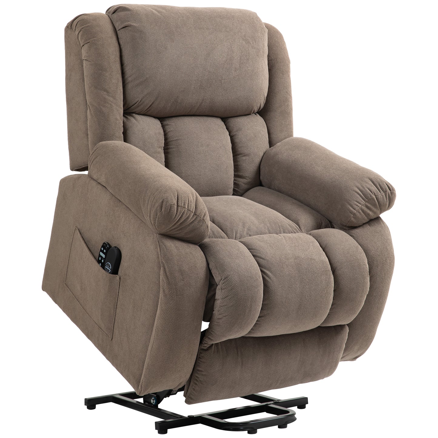 Recliner Armchair Lift Chair, Electric Recliner Chair with Vibration Massage and Heat, Wide Seat, USB Port, Light Brown