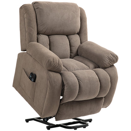 Recliner Armchair Lift Chair, Electric Recliner Chair with Vibration Massage and Heat, Wide Seat, USB Port, Light Brown