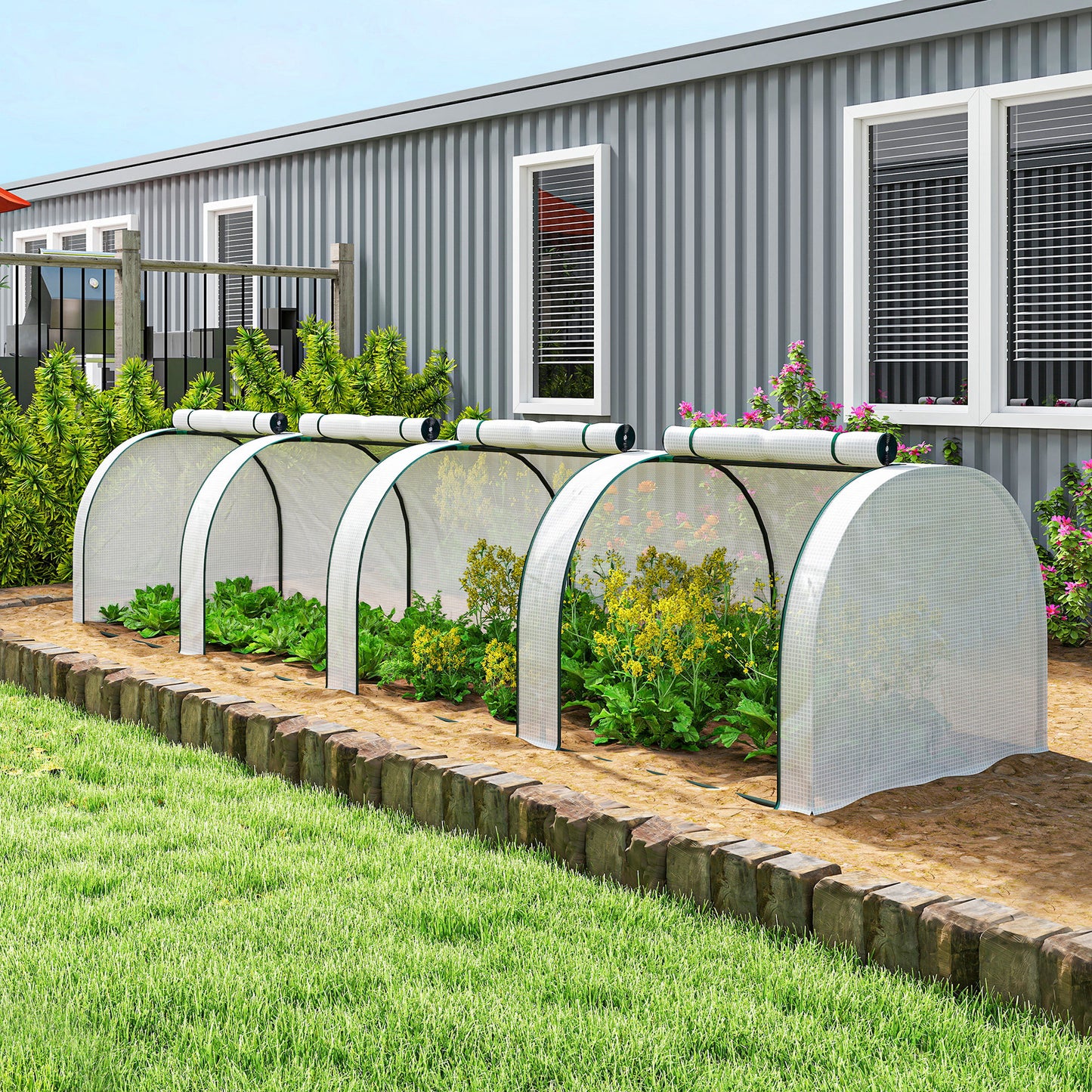 395 x 100 cm Low Tunnel Greenhouse - White