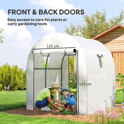 180 x 180cm Walk-In Polytunnel Greenhouse - White