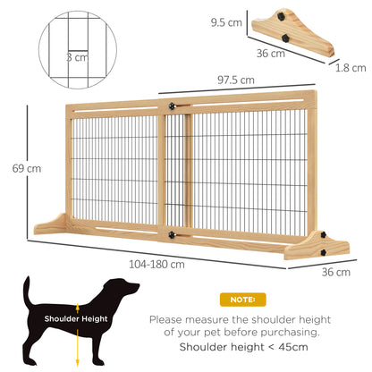 Freestanding Dog Gate, Foldable Pet Fence, Indoor Wood Barrier, Stair Gate with Support Feet, for Doorway, Hallway